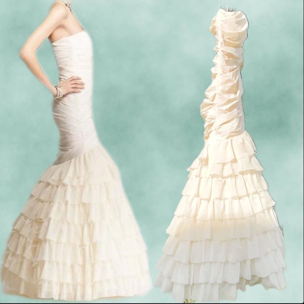 NWT $1500 Ann Taylor | Mermaid |Wedding Dress W/ Ruffled Tiers & Layers - Picture 13 of 16